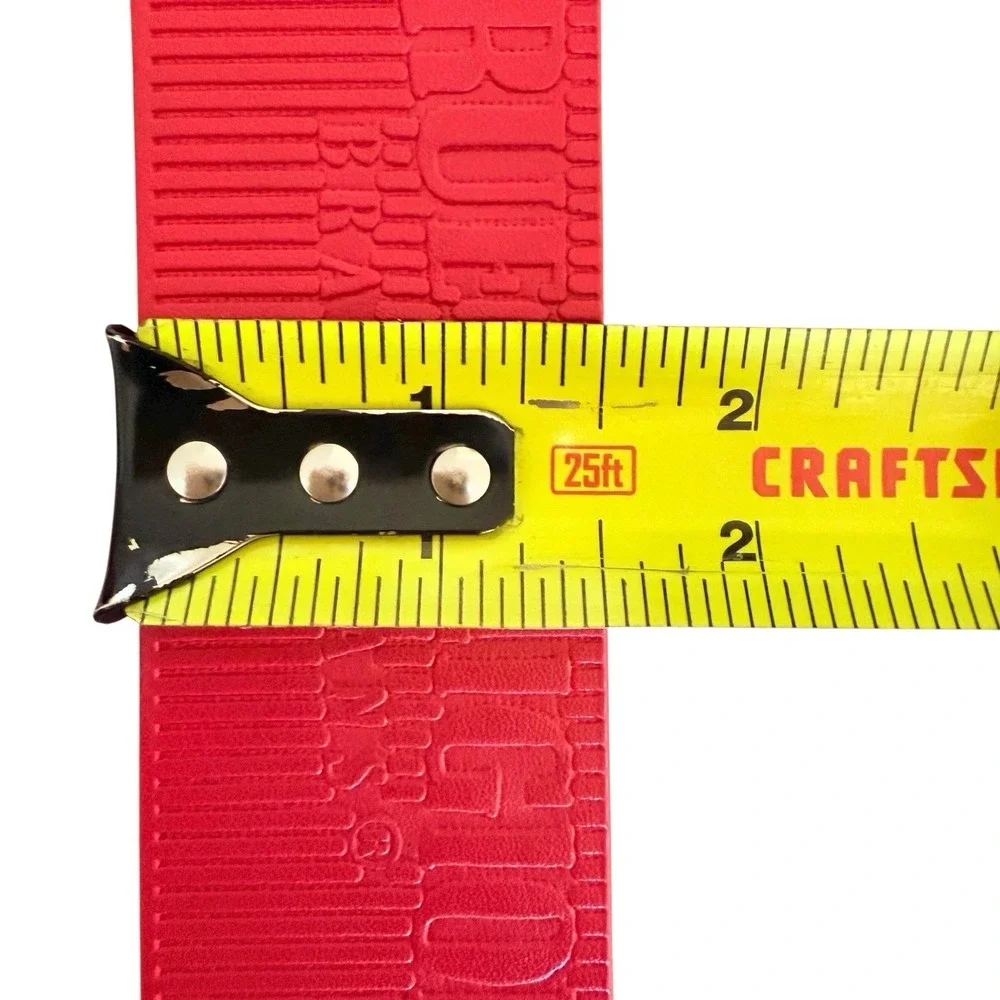True Religion Mens Red Belt Textured Logo Roller Buckle Faux Leather Size 28 NWT